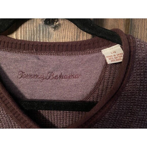 Tommy Bahama Sz L Maroon V Neck Sweater Pullover Style Long Sleeve - Picture 2 of 5